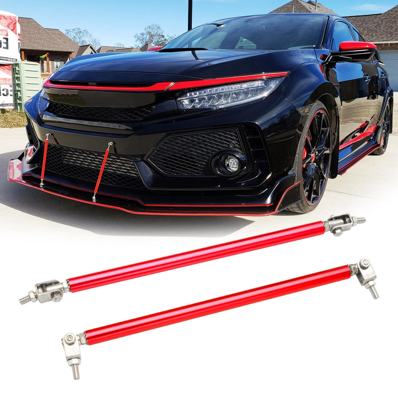 2PCS 8"-11" Adjustable Front Bumper Lip Splitter Diffuser Strut Rod Universal Bumper Lip Support Rods Compatible with Most Car Vehicles (Red) Red 8”-11”