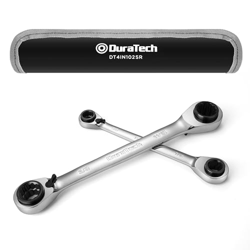 DURATECH 4-in-1 Reversible Ratcheting Box Wrench Set, SAE, 2-Piece Regular 5/16"-3/4"