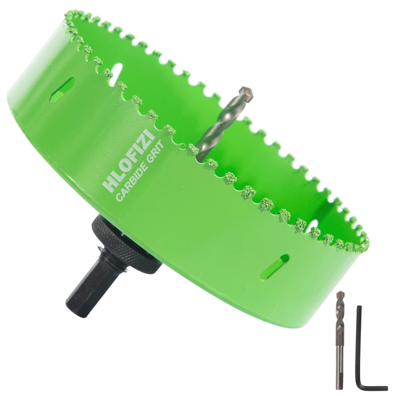 6-1/8 Inch Carbide Grit Hole Saw for 6 Inch Recessed Lights, Cutting Through Stucco, Ceiling Old Plaster, Drywall, Cement Board with 1-1/2" Depth, Up to 3X Longer Life