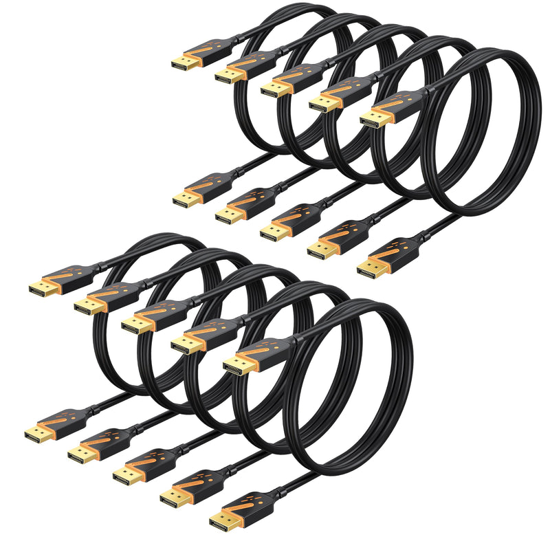 DisplayPort 1.2 Cable, 3FT, 10-Pack, 4K@60Hz, 2K@165Hz | Gold-plated connectors deliver reliable 4K performance. Supports 3D and HDR. Great for gaming, PC, TV, and monitors. 3 FT Orange