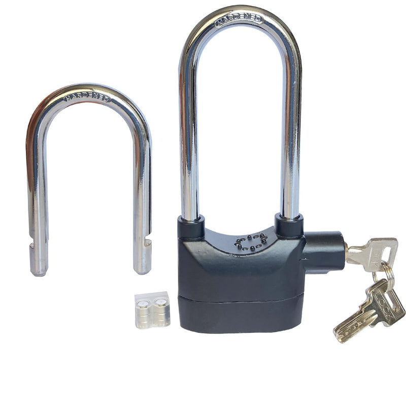 Long Cross-Beam Alarm Lock 110dba Universal Security Alarm Lock System Anti-Theft for Door Motor Bicycle Padlock with 3 Keys (1PCS) 1 Long cross-beam alarm lock