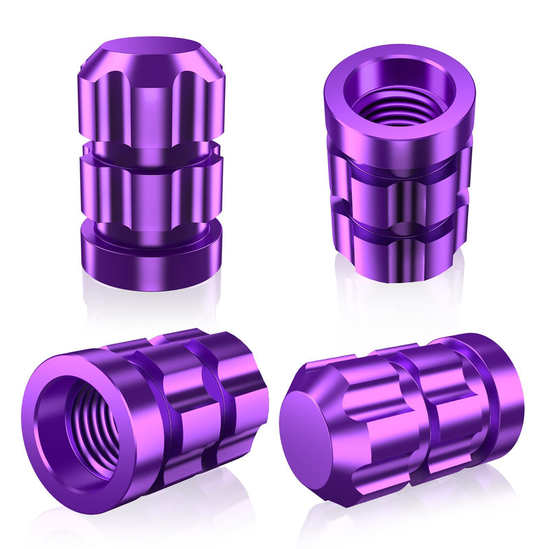 Tire Valve Stem Caps 4 Pack - Rustprood & Fade Resistant Metal Tire caps, Universal Fit for Cars/Trucks/Motorcycles/Bikes (Purple) Purple
