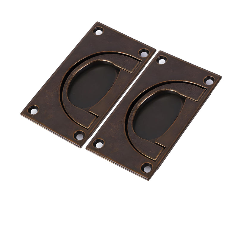 2 Pack 3.6 x 2 inch Antique Style Bronze Recessed Pulls,Vintage Recessed Door Handle,Kitchen Hardware Cabinet Handles Drawer Handles Antique Bronze