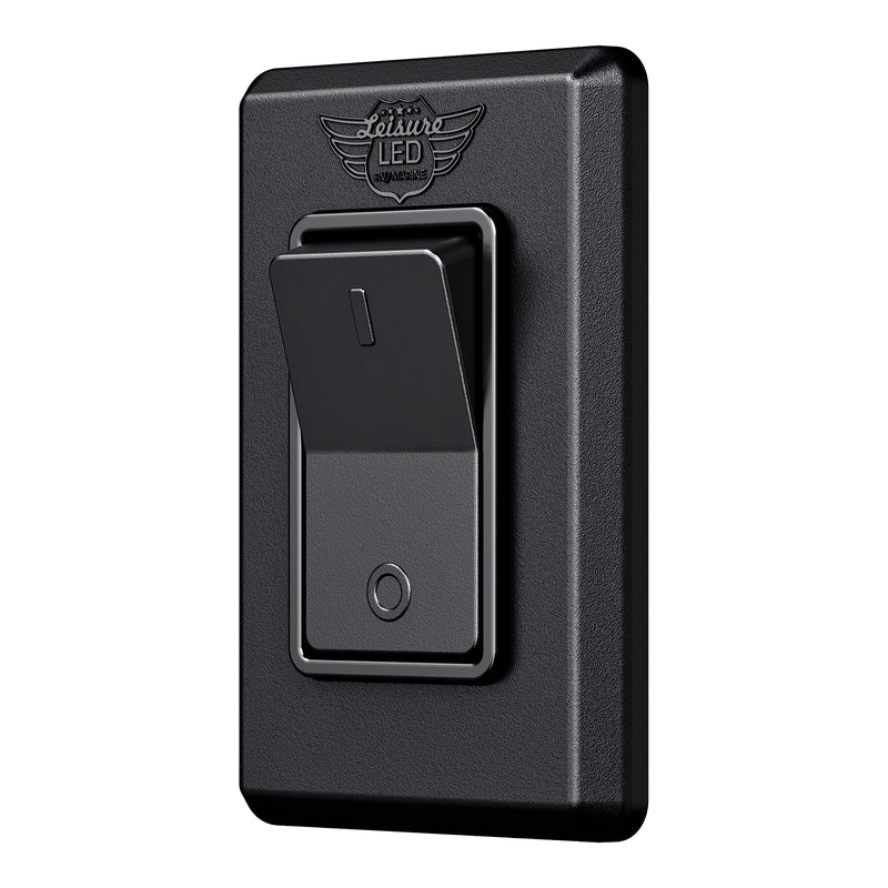Leisure LED Modern Single SPST On-Off Switch with Bezel, 12-Volt, for RV, Trailer, Camper, with Label Sticker (Black) Black