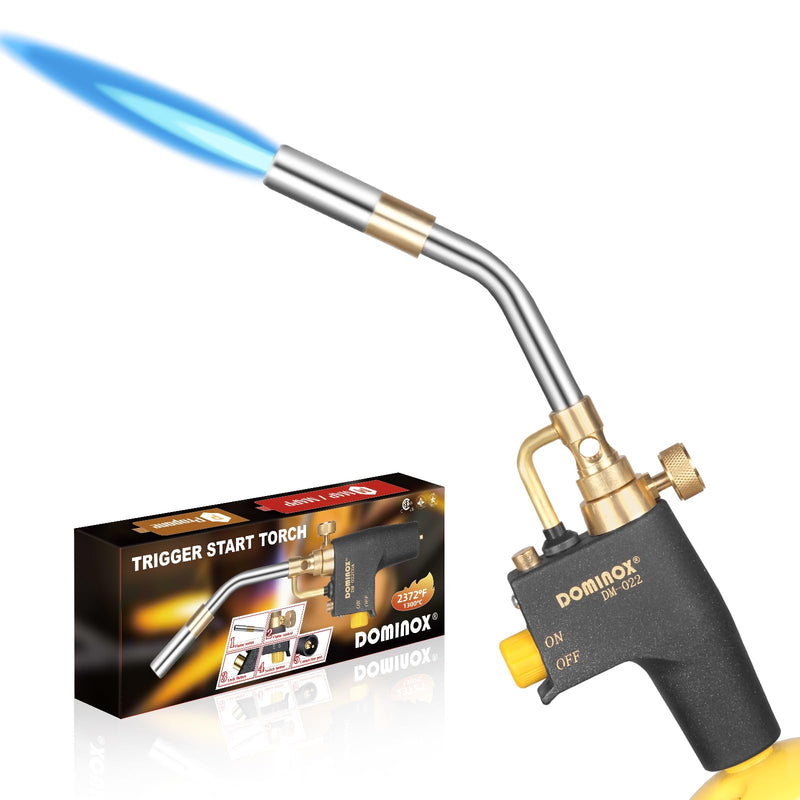 Propane Torch Head, High Intensity Torch Head Trigger Start Gas Torch, Map Gas Torch Kit for Propane, Map and Mapp Gas, Mapp Gas Torch for Soldering, Welding, Cooking (Not Included Gas Tank) Black