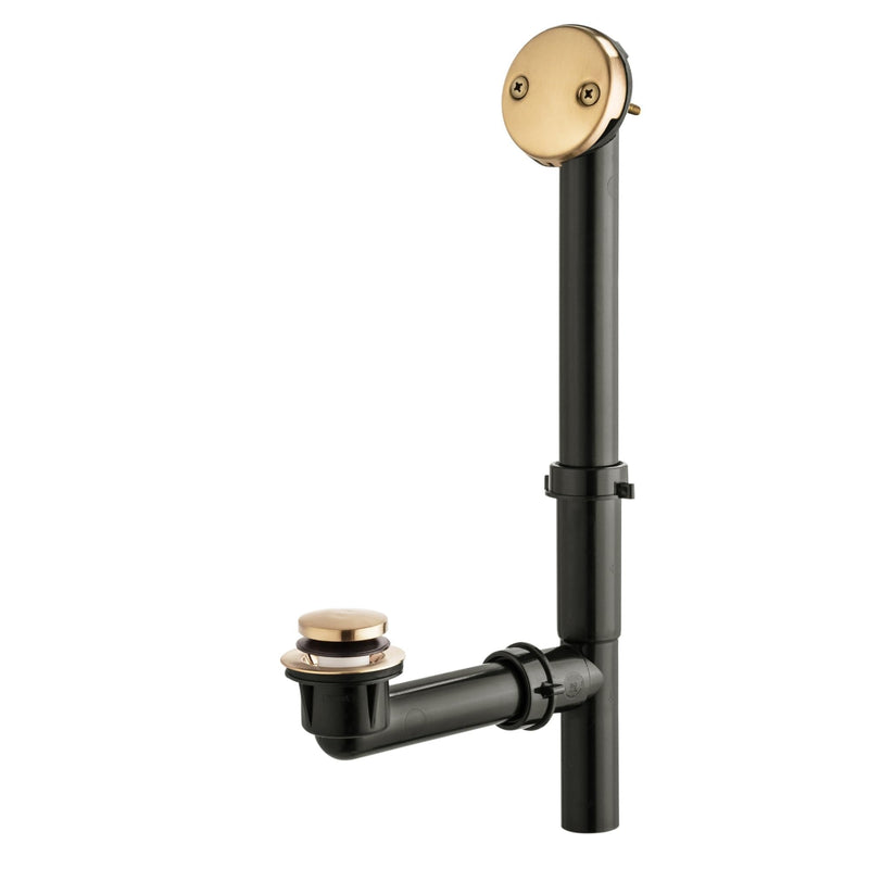 Artiwell 1-1/2'' Black Tubular Bath Drain Kit with Tip-Toe Bath Drain Stopper & Overflow Plug, Champagne Bronze