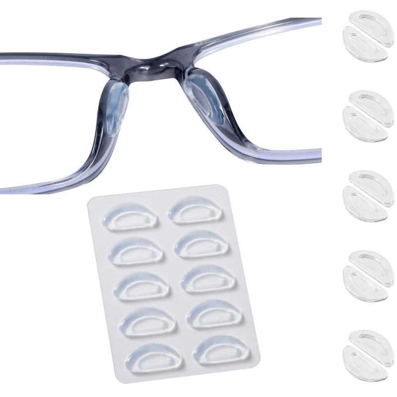 Eyeglass Nose Pads - Grip Added, Upgraded Soft Silicone Adhesive Glasses Nose Pad, Anti-Slip Nose Pads for Glasses Full Plastic Frames Sunglasses (5 Clear Pairs) 5 Pairs Clear