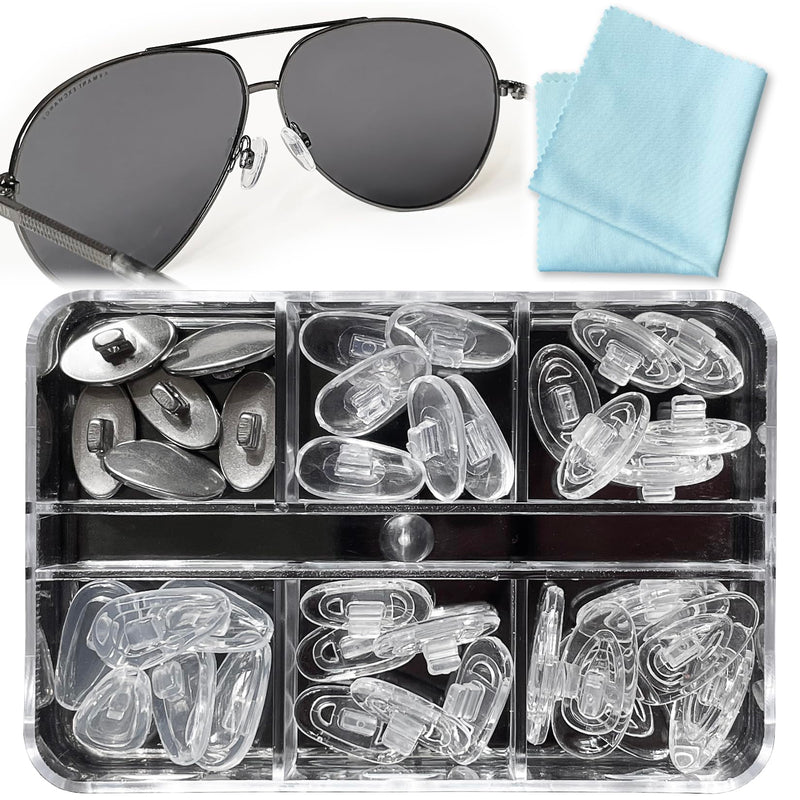Push-in Eyeglass Nose Pads - PFDHQS 18 Pairs Glasses Nose Pads Replacement Kit - 6 Options Available for Replacing and Having Spare Nose Pads for Sunglasses