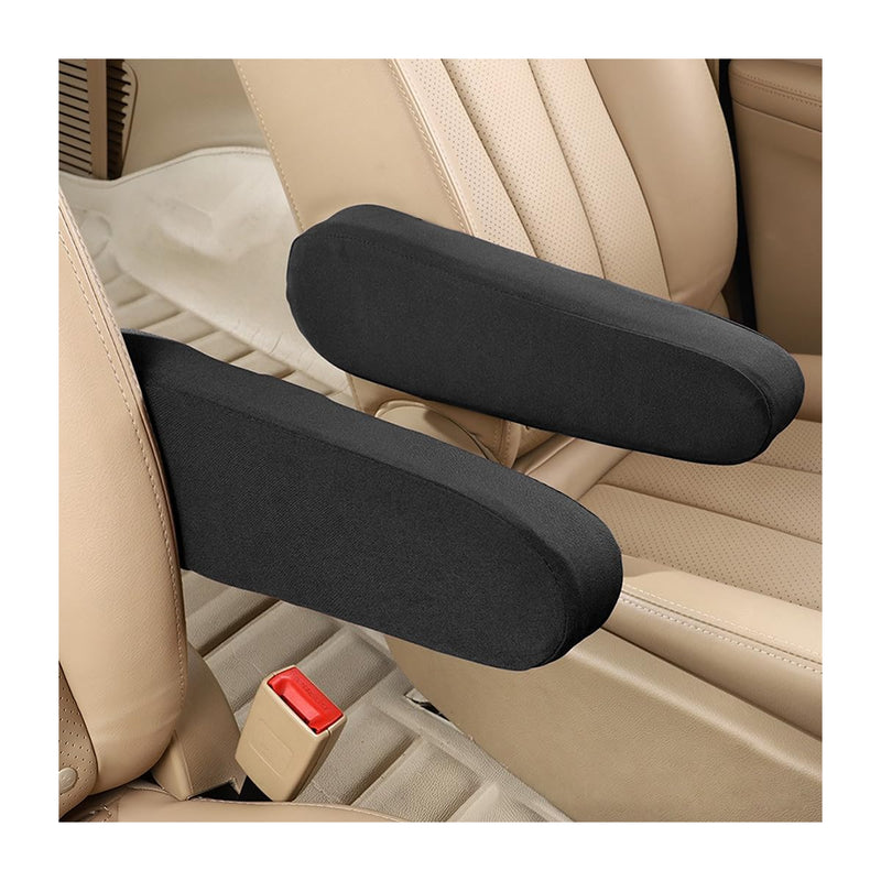AUCELI 2 Pcs Car Front Seat Armrest Covers, Cloth Fabric Armrest Protectors, Direct Replacement Center Console Lid Armrest Cover Skin, Universal Accessories for Car, SUV, Truck and Van Black