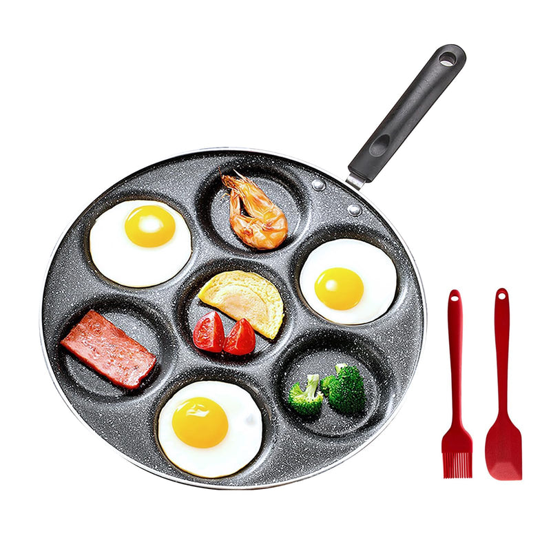 7 Cup Egg Frying Pan,Mini Pancake Maker,Aluminum Non Stick Fried Eggs Cooking Pan Burger Mold Kitchen Cookware Household Tool for Home Breakfast 11.8in(7-cup eggpan)