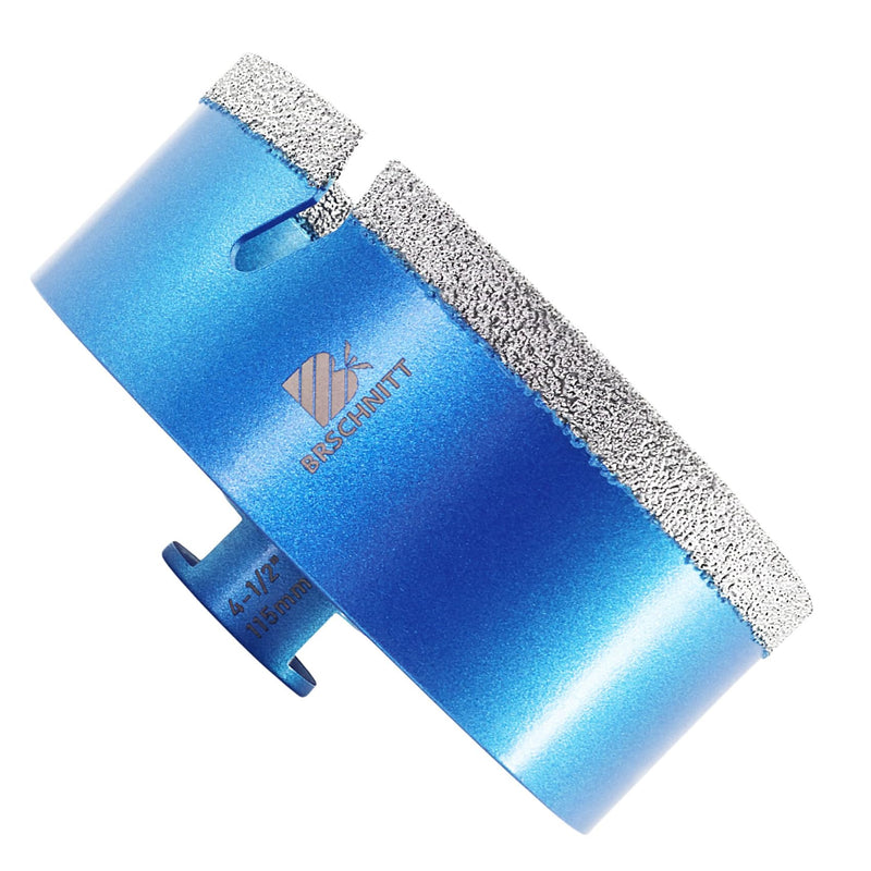 4 1/2 Inch Diamond Core Drill Bit for Porcelain Tile Ceramic Marble Granite Drilling,BRSCHNITT Vacuum Brazed Diamond Hole Saw with 5/8-11 Thread 115mm(4 1/2")