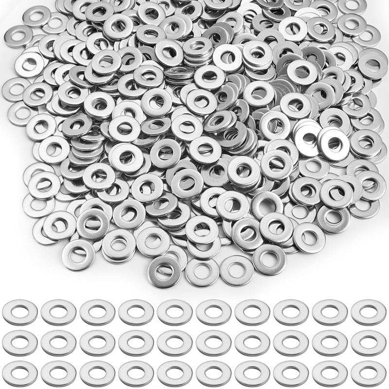 Hotop 500 Pcs Stainless Flat Washer 1/4" ID 5/8" OD Fender Washers 304 Stainless Steel Washers for Factories Repair, Kitchens, Shops, and Outdoor Construction 1/4" ID, 5/8" OD