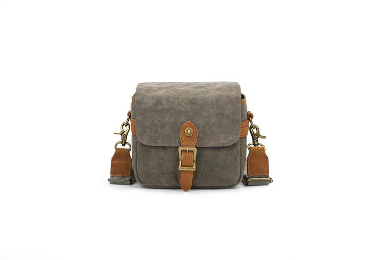 Vintage Canvas DSLR/SLR Camera Bag - Thick Protective Case for Camera and Lens - Water Resistant - Sling Shoulder Bag for Photography, Hiking, Shooting, and Traveling(Army Green) Army Green