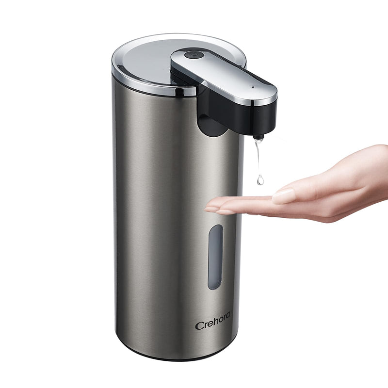 Automatic Soap Dispenser, Automatic Liquid Soap Dispenser Touchless, 12oz/340ml, 3-Level Adjustable, Battery Operated, Water-Resistant for Bathroom, Kitchen, and School, Clog-Free, Stainless Steel Chromed & Stainless Steel