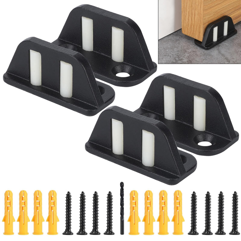 4 Barn Door Floor Guide Bearing Design Sliding Barn Door Floor Guide Adjustable Rollers at The Bottom Strong and Durable Steel Frame Plastic Wheels of 4