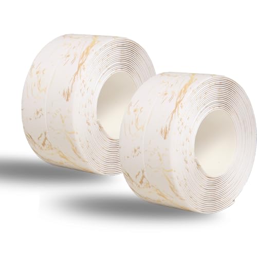 Kitchen & Bath Tape Caulk Strip, 1.5 Inch 16.4 Ft PVC Self Adhesive Waterproof Caulking Sealing Tape, Decorative Sealant Trim for Kitchen Sink Toilet Bathroom Shower and Bathtub (GoldCrack3.2M*2) GoldCrack3.2M*2