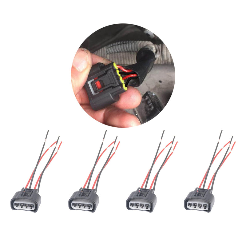 HAOBO 4PCS Ignition Coil Connector, Standard 4 Ports Ignition Coil Wire Compatible with Toyota Camry Corolla Highlander Scion Replace 90980-11885 Ignition Coil Female Connector Plug Harness Pigtail