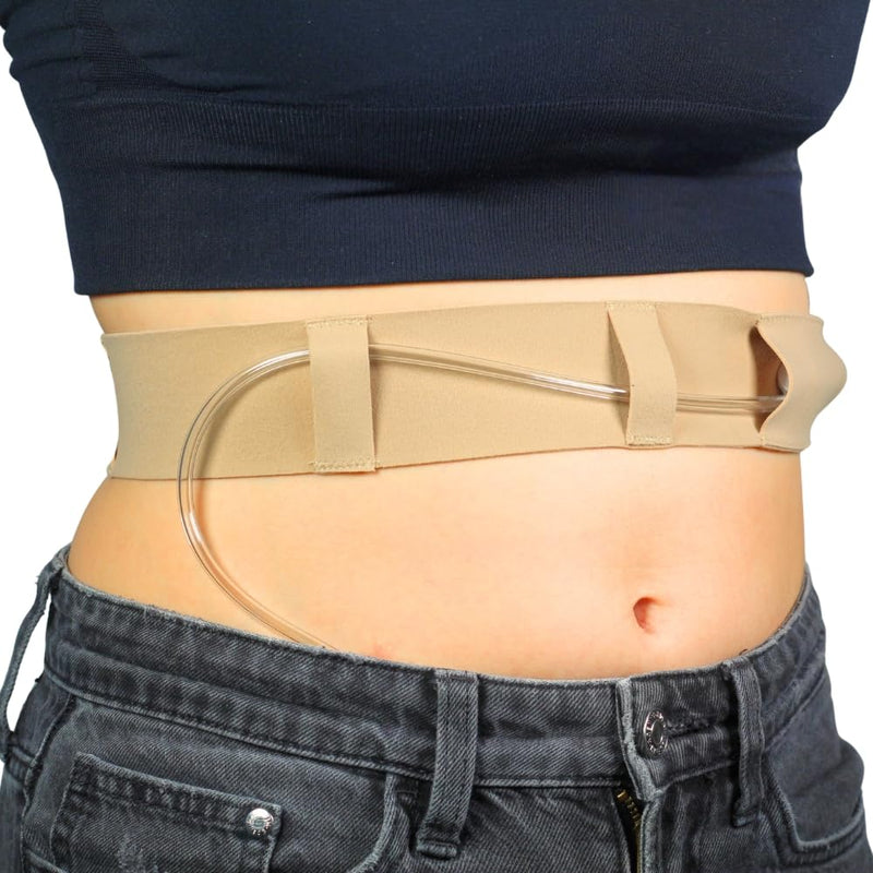 Peritoneal Dialysis Tube Belt - Slim, Soft and Stretchy PD Catheter Belt - Safe for Skin - Made in the UK - Peg Tube Supplies - Medical Peritoneal Dialysis Accessories (Medium - 29″-42″, Beige) Medium - 29″-42″