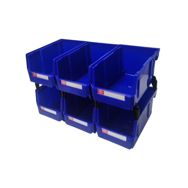 Pe&Hui Storage Organizer Bins,Wall Mount Storage Parts Rack,Stackable Shop Tool Bins for store Screws,Small Parts,Office Supplies and other Accessories Blue (6Pack) 6 Pack-Blue