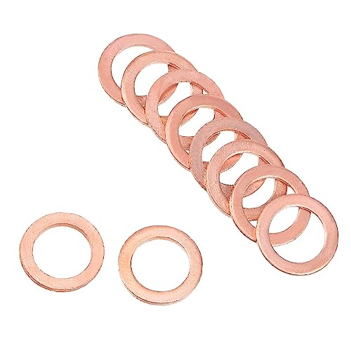 M8 Copper Washers Flat Ring Sump Plug Oil Seal Gasket Sealing Fitting Washers M8 x 12 x 1mm(50 Pieces)