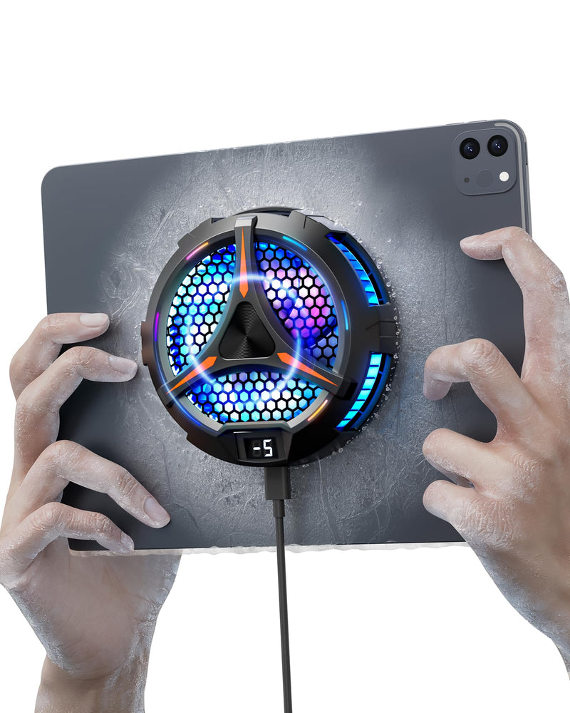 ACEDAYS iPad Cooler,Magnetic Tablet Cooler for ipad/Surface pro/Samsung Tab,Compatible for Steam Deck,Universal Radiator with Temperature Display for Mobile Gaming,Tiktok Live Streaming Black/Red