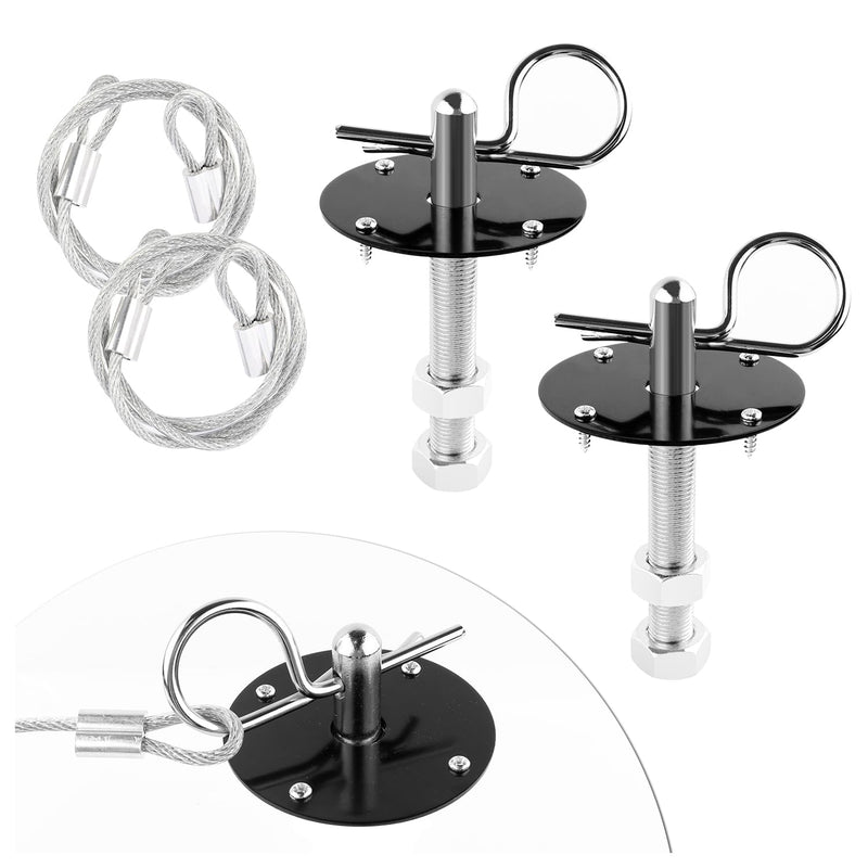 Hood Pins Kit for Car - Stainless Steel Hood Pin Lock Clip with Racing Lanyard for Fixing Car Hood Cover & Reduce Shaking - Universal Car Mods Exterior Accessories Fits Most Car Truck SUV(Black) Black