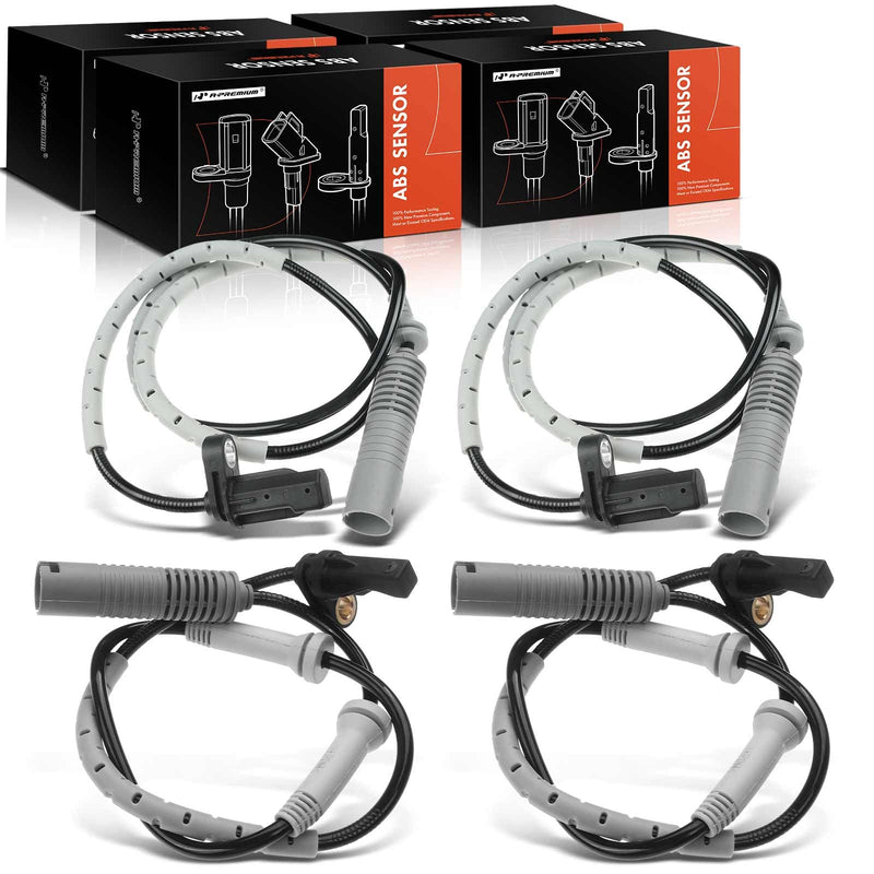 A-Premium ABS Wheel Speed Sensor Compatible with BMW Models - 323i 325i 2006, 328i 2007-2011, 128i 2008-2013 - Front and Rear Side, 4-PC Set, Replace# 34526785021, 3452687007