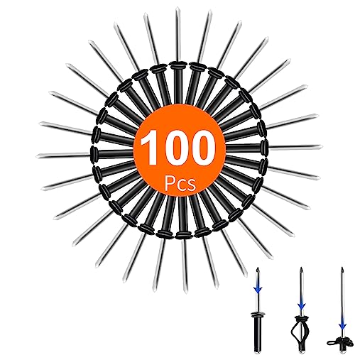 100PCS 3/16" x 1" Kayak Tri Fold Rivets, Trigrip Kayak Rivets Waterproof 100PCS Silver