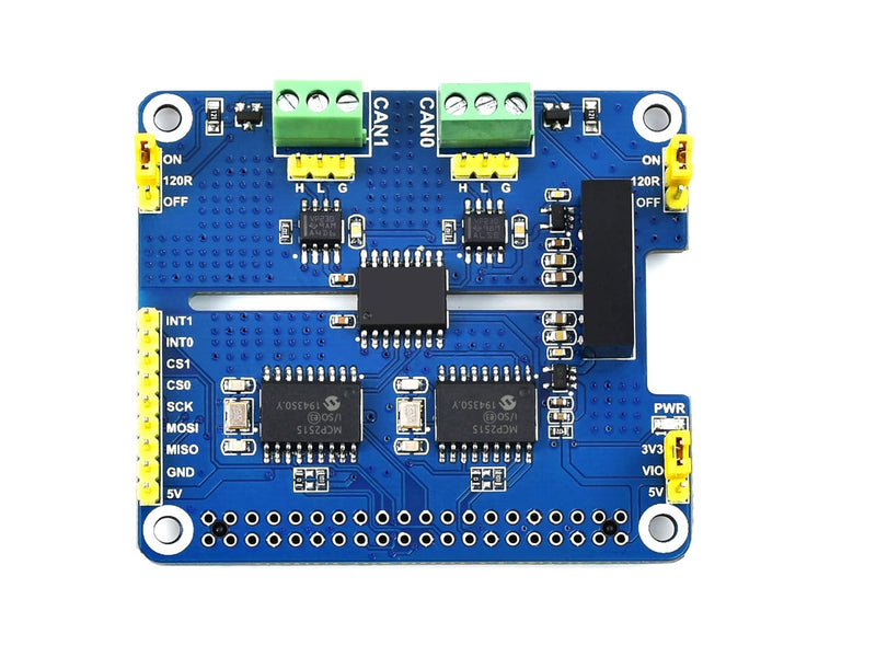 2 Channel CAN HAT Isolated CAN Bus Expansion Board for Raspberry Pi/STM32/Arduino with MCP2515 + SN65HVD230 Dual Chips Solution