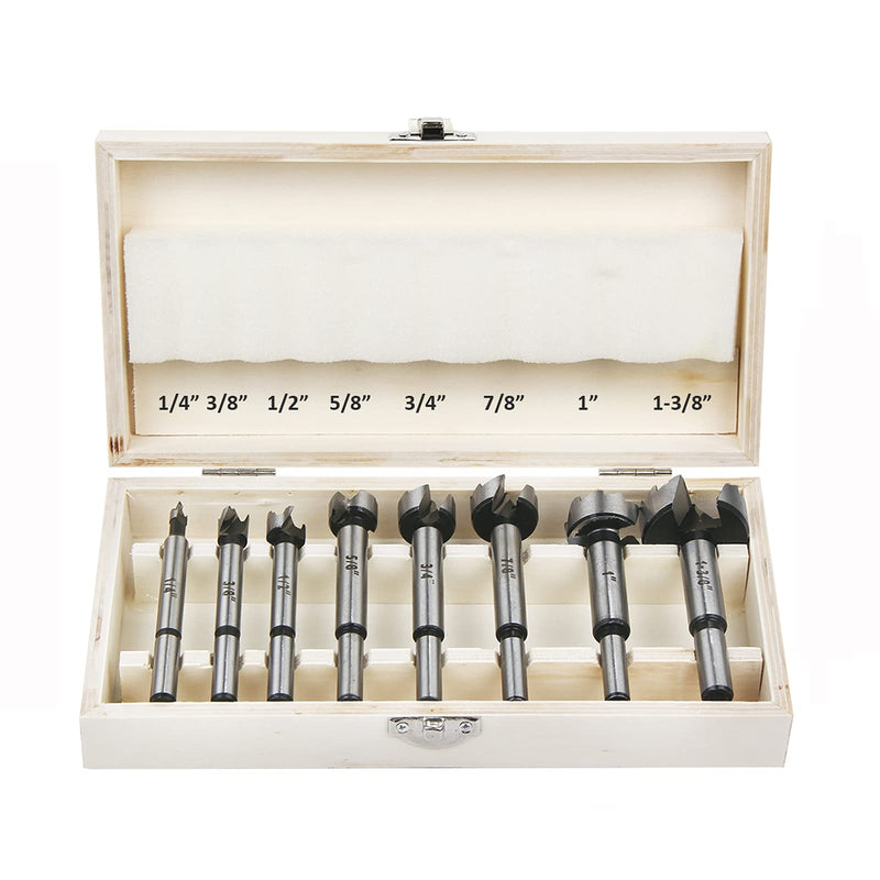 HPHOPE Forstner Bit Set 8Pcs - Forstner Bits for Wood, Wood Drilling with Storage Case 8 Pcs Set