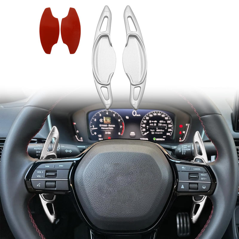 Aluminum Alloy Steering Wheel Shift Paddle Extension Cover is Suitable for Honda 2022-2025, Compatible with Acura Integra 2023-2025(Silver) silver