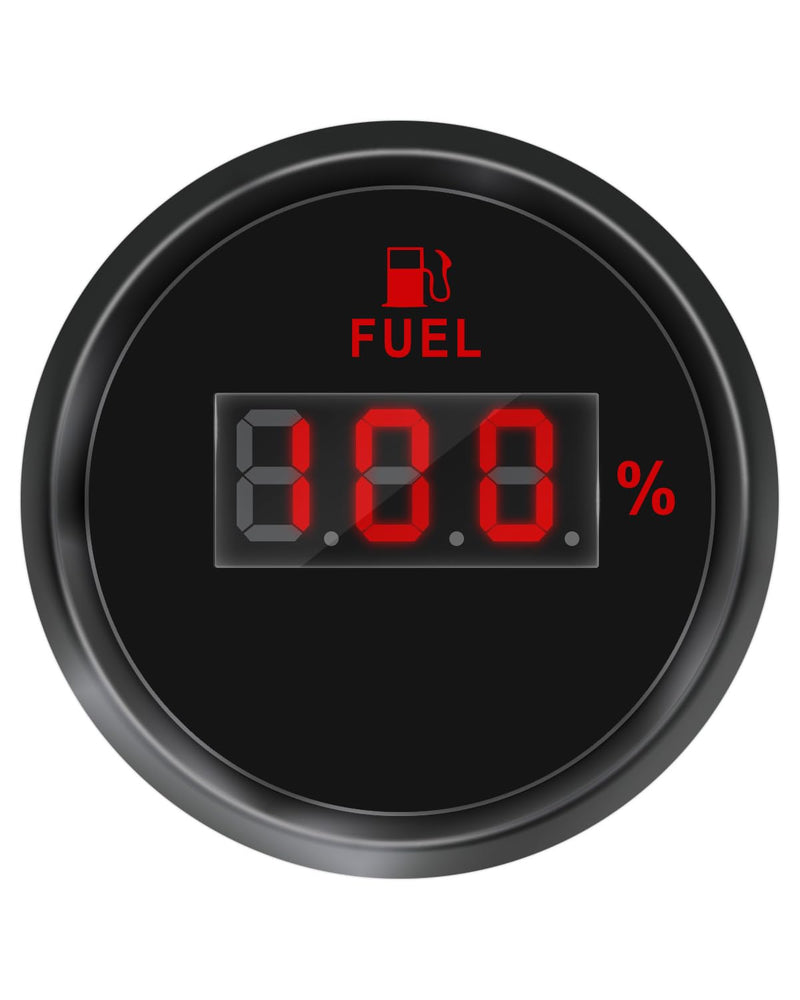 0-90 ohm Marine Fuel Gauge, Waterproof Boat Fuel Level Gauge, Gas Fuel Tank Meter Gauge for Car Boat RV Truck Vehicle, with 52mm Dial & LED Backlight & Digital Display with Digital Display