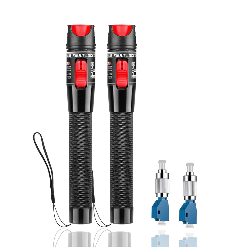2pc Fiber Optic Visual Fault Locator VFL Fiber Optic Cable Tester with 2pcs Singlemode 9/125um FC Male to LC Female Adapter, Red Switch (Mode Number: VFL-50) 2