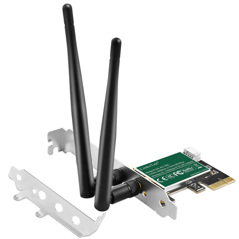 Wireless-AC 1200Mbps (2.4GHz 300Mbps and 5GHz 867Mbps) PCIE WiFi Adapter, PCIE WiFi Card, Intel Wireless-AC 7265 Network Adapter for Windows 11,10, 8.x, 7 (32/64bit) Desktop PCs (PCIE-AC7265)