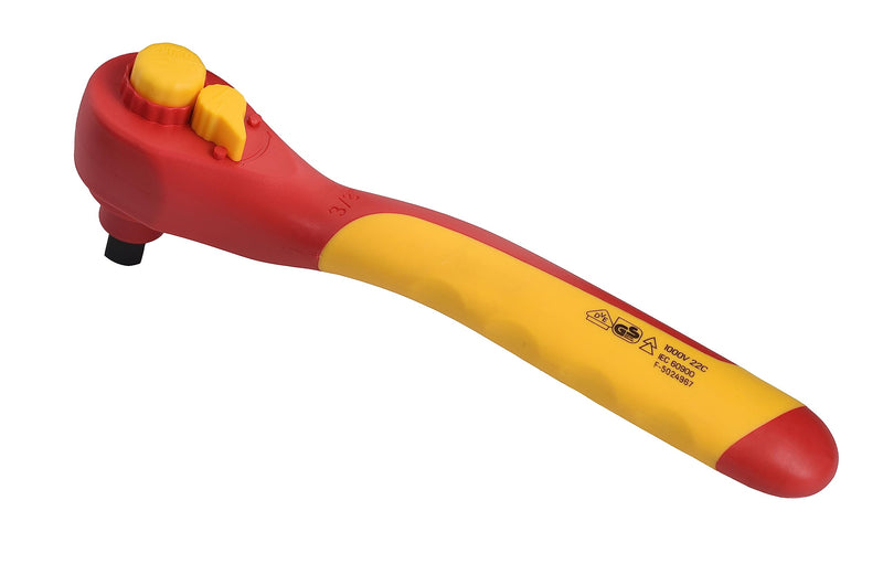  [AUSTRALIA] - Powerbuilt VDE Ratchet, Insulated with 72-Tooth Gears, High-Voltage Electrical and Hybrid Vehicles, Home Repair, Certified High-Quality - 642948, Red
