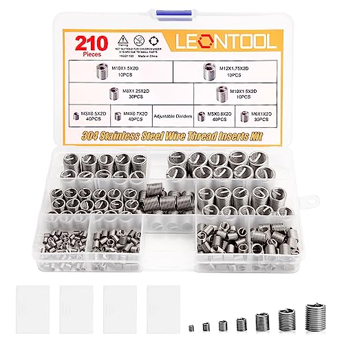 210 Pcs Wire Thread Inserts Kit, Metric Helical Type Coiled Wire 210pcs