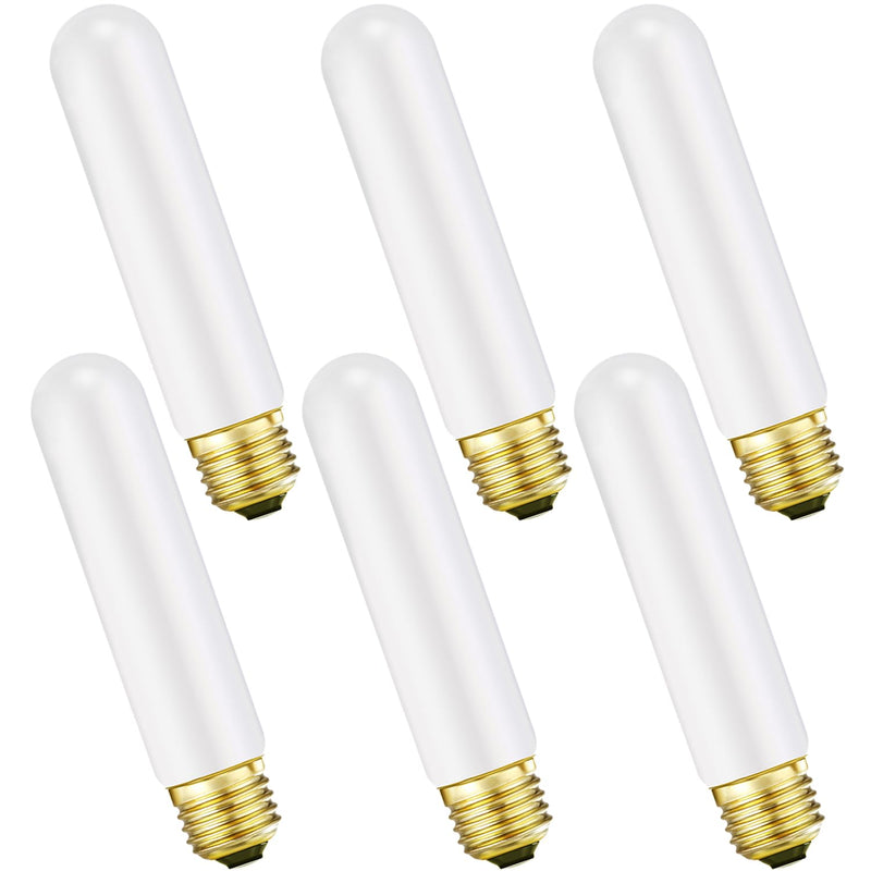 LEOOLS T10 Led Frosted Bulb,e26 Dimmable Tubular LED Light Bulb, 8W Equal 60 watt Light Bulb 3000K Soft White,CRI90+,600LM,E26 Base Matt Opal Porcelain,5.1inches Long Bulbs,6 Packs T10 5.1inch 8w 3000k Soft White (Matt Opal)