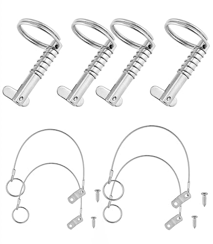 4 Pack Quick Release Pin 5/16" Diameter,Usable Length: 1-3/5(41mm) w/Drop Cam & Spring ,Full 316 Stainless Steel, Bimini Top Pin Marine Hardware, Free Installation Screws