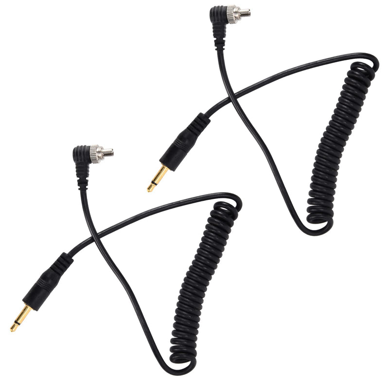 Acouto Camera Flash Cable 2pcs Universal 3.5mm to Male Flash PC Sync Cable Coiled Cord with Screw Lock Male Flash PC Sync Cable for Digital Cameras Approx. 30-80cm / 11.8-31.5in