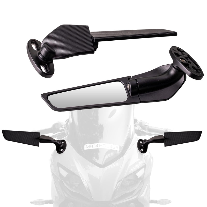 Racing Motorcycle Rear View Mirrors, 360° Rotating Stealth Mirrors Compatible with Honda CBR300R CBR500R CBR600RR CBR1000RR, Kawasaki Ninja 300 400 650, Suzuki GSXR 600 750, Yamaha, Ducati