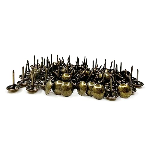 11mmx17mm Brass Sofa Upholstery Tacks Wooden Furniture Decorative Tacks Thumb Nails Home DIY Upholstery Nails Heads 100Pcs (Bronze, 7/16")