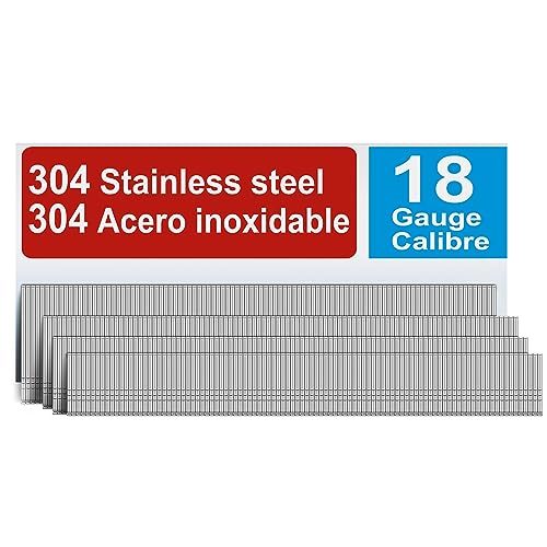 18 Gauge 5/8" to 1-/4 Inch 304 Stainless Steel Brad Nails, 2000-Pack