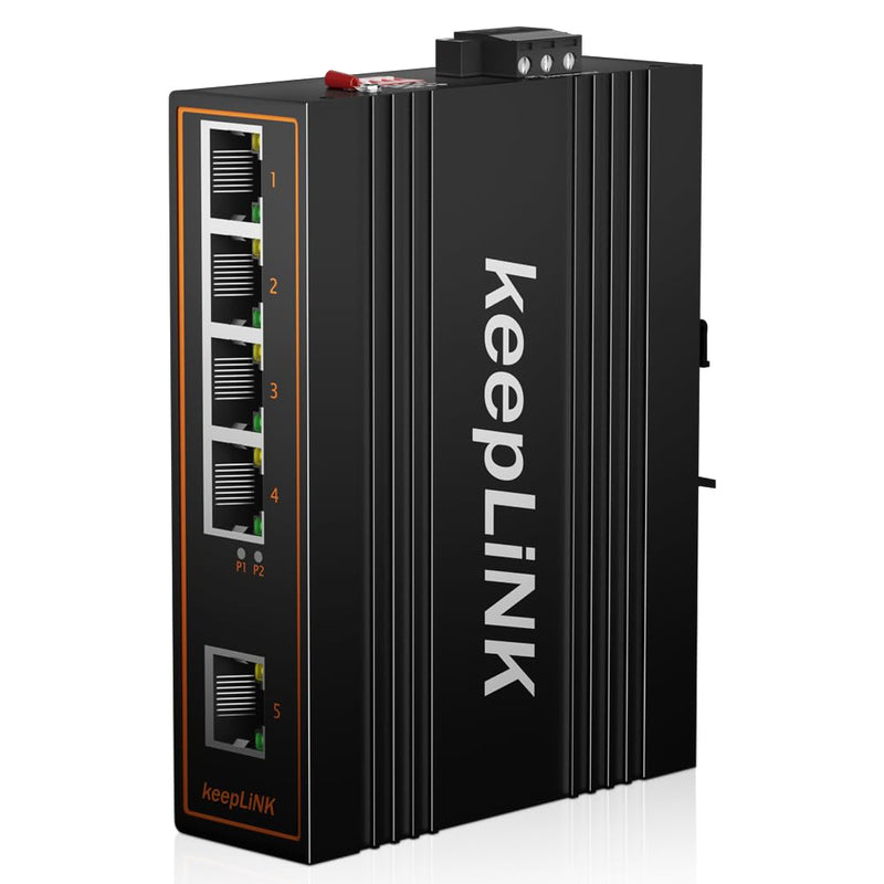 5 Port Industrial PoE Switch Unmanaged, 125W Fast Ethernet Din Rail Switch, IP40, Operating Temperature Range of -30° – 75°C (-22° – 167°F) 5 Port 100Mbps PoE Switch