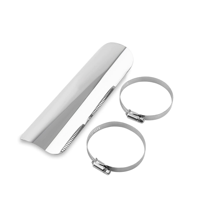 Exhaust Heat Shield, Motorcycle Exhaust Heat Shield with 2 Stainless Steel Clamps,Metal Exhaust Heat Shield Cover(Silver)