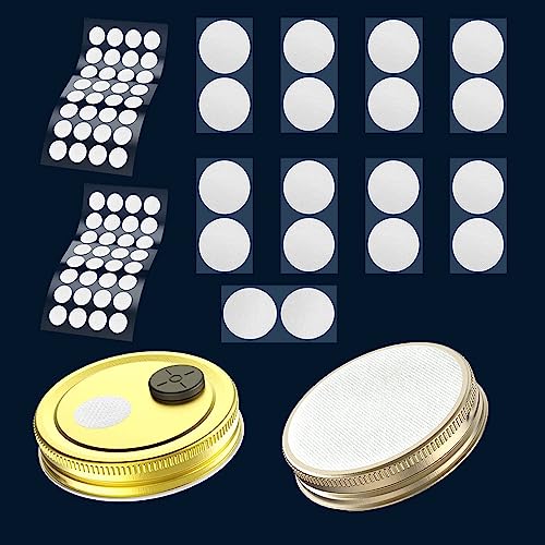 Mushroom Growing Supplies 0.25 μm - 64Pcs 20mm & 18Pcs 84mm Filter Filter Disc Mushroom,Membrane Filter Sticker, Mycology Supplies,Applied Under Wide Mouth Jar Lid for Mushroom Cultivation 20mm-64pcs&84mm-18pcs