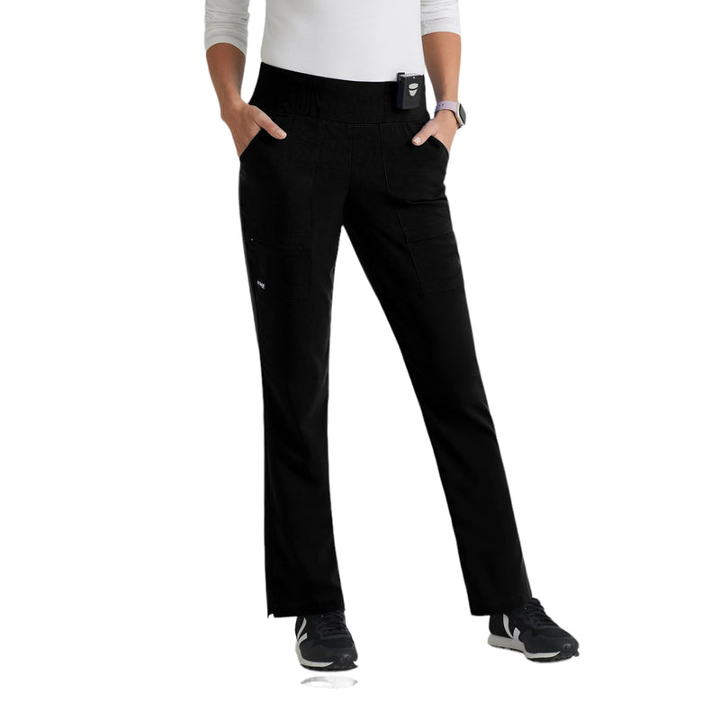 BARCO Grey's Anatomy Spandex Stretch Direct - Relay Scrub Pant for Women, Tapered Women's Scrub Pant Medium Black