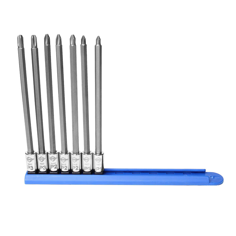 Mayhew Tools 16041 Phillips Insert Socket Bit Set, Chrome, 7-Piece Long-Length
