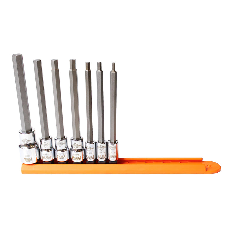 Mayhew Tools 16034 Metric Hex Insert Socket Bit Set, Chrome, 7-Piece Medium-Length