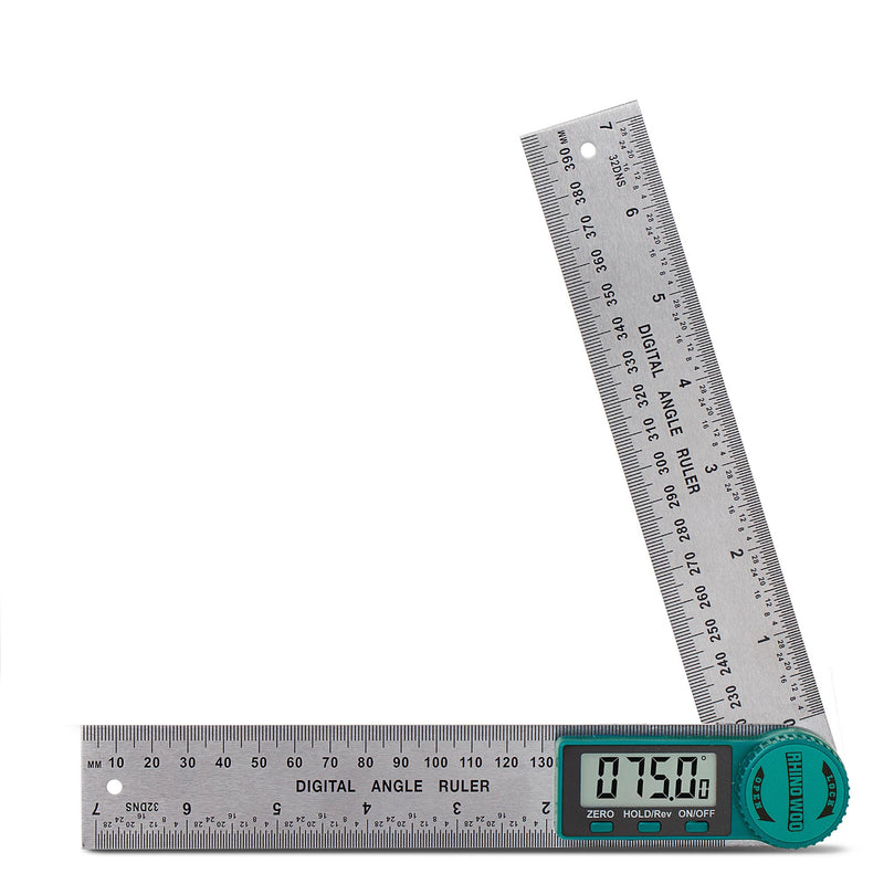 Digital Angle Finder Protractor, Angle Finder Ruler with 7inch/200mm, Angle Measuring Tool for Woodworking/Carpenter/Construction/DIY Measurement(2 Batteries Included) (Stainless Steel) Stainless Steel