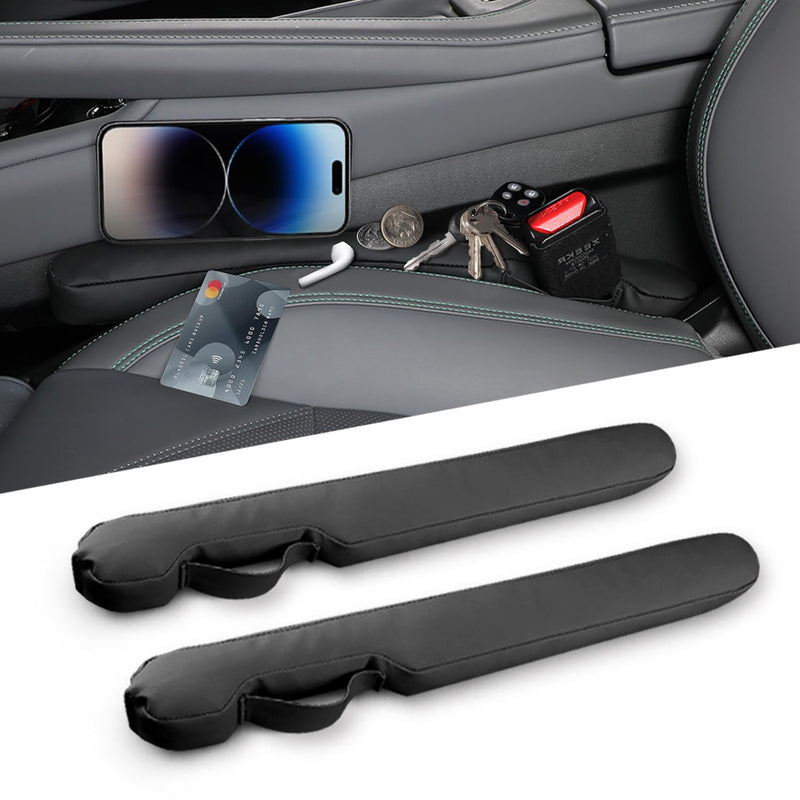 Leather Car Seat Gap Filler Universal for Car Truck SUV to Block The Gap Between Seat and Console Stop Things from Dropping 2 Sets Black
